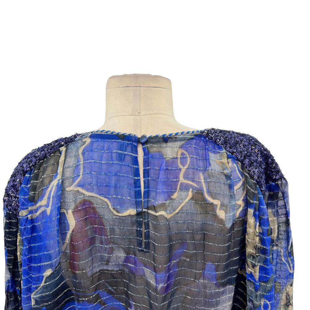 Anthropologie‎ Bl-nk London Senta Top Floral Print Sequin Sheer Plus Size 1X - Picture 11 of 16